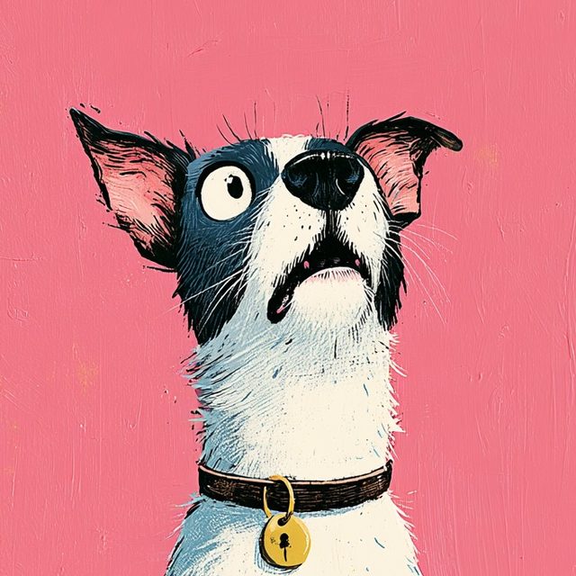 Illustrated dog on a painted wall — original raster